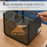 HOMCOM Ethanol Fireplace, 7.75" Tabletop 0.10 Gal, Stainless Steel, Burns up to 2 Hours, Black(m-5)