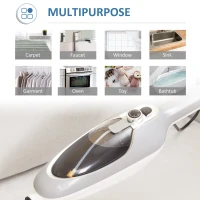 HOMCOM Steam Mop Cleaner for Laminate, Hardwood, Tiles and Carpet, 10–In-1 Multi-Purpose Floor Steamer for Kitchen, White/Grey(m-8)