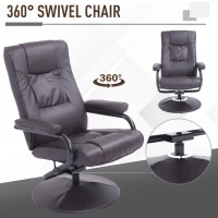 HomCom Ergonomic Faux Leather Lounge Armchair Recliner And Ottoman Set - Dark Brown(m-5)