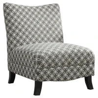 Monarch Modern Plush Upholstered Fabric Accent Slipper Chair - Grey Geometric Print(m-1)