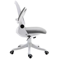 Vinsetto Linen-Touch Fabric Office Desk Chair Swivel Task Chair with Adjustable Lumbar Support, Height and Flip-up Padded Arms, Grey(m-12)