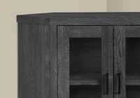 Monarch 42" Corner TV Stand and Cabinet with Glass Doors and Reclaimed Wood-Look Finish - Black(m-3)