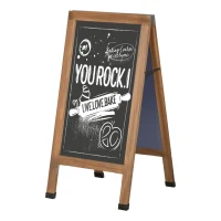 Vinsetto Magnetic A-Frame Sidewalk Chalkboard Sign 40” x 20” Sturdy Freestanding Wooden Sandwich Board with Eraser - Walnut(m-1)