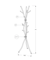 Monarch 74" Modern Tree Branch Inspired 12-Hook Metal Coat Tree Hanger Rack - Hammered Black Finish(m-4)