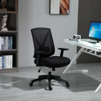 Vinsetto Ergonomic Mesh Office Chair with Lumbar Back Support, Swivel Rocking Computer Chair with Adjustable Height and Armrests for Home Office, Black(m-10)