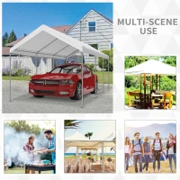 Outsunny 10' x 20' Heavy Duty Outdoor Carport Awning/Canopy with Weather-Fighting Material & Anchor Kit, White(m-8)