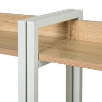 HOMCOM 94.5in Industrial Double Computer Desk with Hutch and Storage Shelves, Extra Long Two Person Home Office Desk, Writing Table Workstation for 2 People with CPU Stand, Oak Wood Grain(m-10)