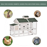 PawHut Wooden Chicken Coop Hen House with Removable Tray and Nest Box, 71" Rabbit Hutch and Poultry Cage with Ventilated Holes , White(m-7)