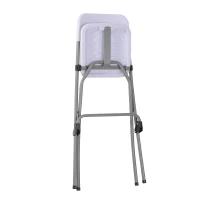 Outsunny 3pcs Garden Bar Table High Chair Set Folding Bistro Chat Set Metal Frame w/ Cover(m-8)