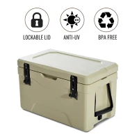 Outsunny 32 Quart Heavy Duty Ice Cooler Outdoor Insulated Rotomolded Cooling Box Portable Hunting Fishing Camping Performance Cooler(m-4)