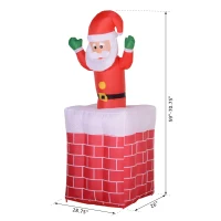 HomCom 6' Tall Outdoor Animated Inflatable Christmas Lawn Decoration - Santa in a Chimney(m-3)