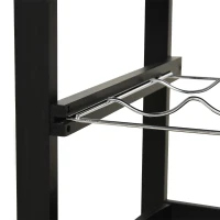 HOMCOM Pine 3-Tier Multifunction Kitchen Rolling Island Cart with Open Storage Shelves, Wine Rack & Stainless Steel Top(m-12)