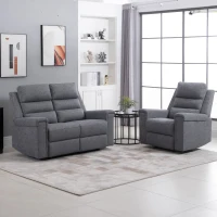 HOMCOM Modern Loveseat Recliner Sofa with Linen Fabric and Thick Sponge Padding, 2 Seater Couch Recliner Couch Manual Reclining Sofa Loveseat Couch Living Room Furniture, Gray(m-10)