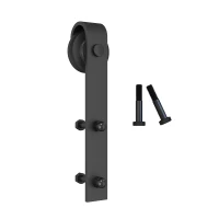 HOMCOM 8FT Modern CARBON STEEL Sliding Wood Barn Door Hardware Kit Track Set Door System Black(m-3)