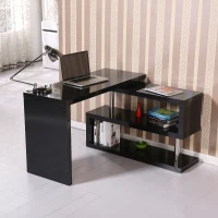 Corner Desk Set Shelves Home Furniture Wood Storage Organizer Study Office Black(m-7)