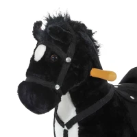 Qaba Kids Walking Pony Ride on Horse Rocking Toy Wheels & Footrest Neigh Sound  Black(m-4)