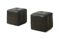 Monarch Two Piece Kids' Padded Upholstered Ottoman Set - Dark Brown Leather-Look(m-1)