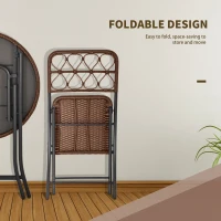 Outsunny 3PC Rattan Wicker Bistro Set w/ Folding Design, Hand Woven Rattan Table and Chairs for Outdoor, Brown(m-5)