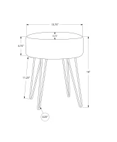 Monarch Upholstered Ottoman Stool with Tall Slim Hairpin Legs - Beige / Gold Metal(m-4)