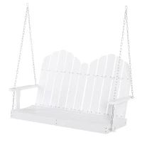 Outsunny 47'' 2-Seater Hanging Porch Swing, Outdoor Patio Swing Bench with Wooden Build, Water-Fighting Protection, & Classic Style, 440 lb Weight Capacity, White(m-1)