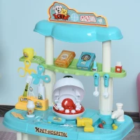 Qaba 43 PCS Pet Vet Dentist Playset Kids Medical Toy Set Doctor Kit Pretend Play(m-11)