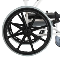 HOMCOM Rolling Shower Wheelchair Bath Toilet Commode Bariatric with Wheels, Detachable Bucket & Shower-Proof Design, 17" Seat Width, Black(m-12)