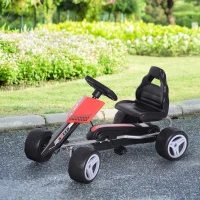Aosom Kids Go Kart, 4 Wheeled Ride On Pedal Car, Racer for 3 years, for Boys and Girls, Outdoor - Red(m-2)
