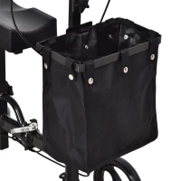 HOMCOM Knee Walker w/ Basket Safety Lock Crutch Alternative PU Seat Rehabilitating Rollator Black(m-7)