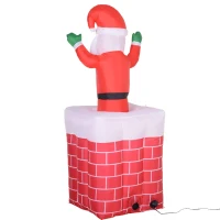 HomCom 6' Tall Outdoor Animated Inflatable Christmas Lawn Decoration - Santa in a Chimney(m-14)