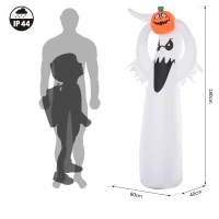 HOMCOM 6ft LED Outdoor Halloween Inflatable Decoration - Ghost with Pumpkin(m-3)