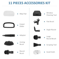 HOMCOM Steam Mop Cleaner for Laminate, Hardwood, Tiles and Carpet, 10–In-1 Multi-Purpose Floor Steamer for Kitchen, White/Grey(m-6)