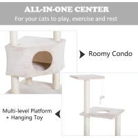 PawHut 51" Multi-Level Cat Tree with Hanging Toy(m-4)