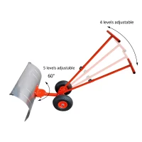 HOMCOM 17.7” Deep Steel Manual Snow Plow with Wheels(m-2)