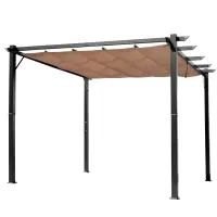 Outsunny 10' x 13' Outdoor Pergola Gazebo Backyard Canopy Cover Adjustable Sunshade, Gray(m-1)