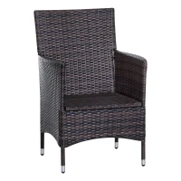 Outsunny 7 Pieces Rattan Dining Set Garden Wicker Furniture Slatted Tabletop Deck(m-9)
