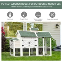 PawHut Wooden Chicken Coop Hen House with Removable Tray and Nest Box, 71" Rabbit Hutch and Poultry Cage with Ventilated Holes , White(m-4)
