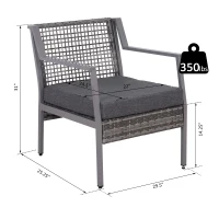 Outsunny 2 Piece Rattan Wicker Patio Dining Chairs, Patio Furniture Set with Armrest, Cushions for Backyard, Garden, Grey(m-7)