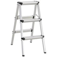 HOMCOM 3-Step Folding Aluminum Step Stool Ladder  Lightweight  330 lbs. Capacity  29" H  Silver(m-7)