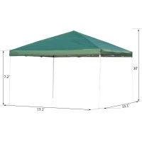 Outsunny 13x13ft Easy Pop up Tent Outdoor Sun Shelter with Carrying Bag Green(m-3)