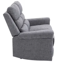HOMCOM Modern Loveseat Recliner Sofa with Linen Fabric and Thick Sponge Padding, 2 Seater Couch Recliner Couch Manual Reclining Sofa Loveseat Couch Living Room Furniture, Gray(m-12)