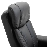 HOMCOM PU Leather Massage Sofa Recliner Chair with Ottoman Heated 10 Point Vibration Swiveling Armchair, Black(m-17)