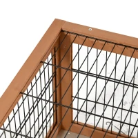 PawHut 53" Wooden Rabbit Hutch Bunny House Poultry Cage With Outdoor Run, Removable Tray, Ramp and Weatherproof Roof(m-19)