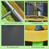 Outsunny 7FT Heavy-Duty Trampoline for Kids Outdoor Toys, Small Backyard 7' Trampoline with Net, Exercise Toy for Kids 3-12, Yellow(m-6)