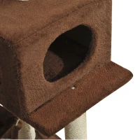 PawHut 42.8Inch Scratching Cat Tree Climber Tower Condo with Hammock Post Brown(m-8)