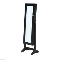 HOMCOM Mirrored Jewellery Cabinet Armoire Stand Organizer for Rings Earrings Bracelets Lockable Black(m-2)