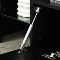 HOMCOM High Gloss TV Stand Cabinet with Remote Controlled LED Lights, Media TV Console Table with Storage Compartment for TVs up to 65", Black(m-13)