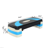 Soozier Adjustable Aerobic Stepper Step Exercise Trainer Workout Fitness Yoga Risers (Blue)(m-3)