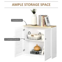 HOMCOM Storage Cabinet Kitchen Sideboard with Louvered Doors, Freestanding Floor Cabinet for Living Room, Hallway, White(m-5)