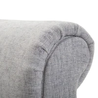 HOMCOM 52" Linen Upholstered Accent Ottoman Bench With Armrests, Light Gray(m-13)