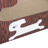 Open Box PawHut Brown Cat Rabbit-Shaped Scratcher Corrugated Cardboard Lounge Bed Play Toy Ball(m-7)